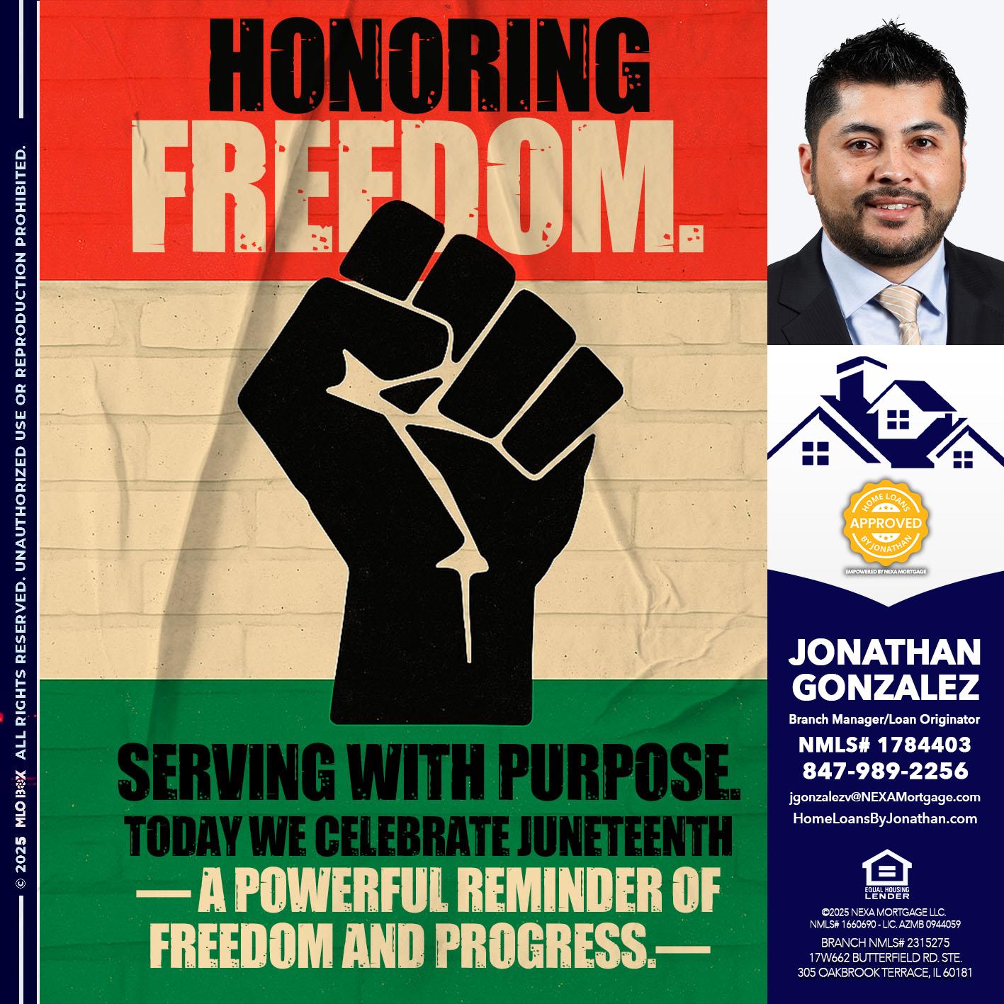 HONORING FREEDOM - Jonathan Gonzalez -Branch Manager/Loan Originator
