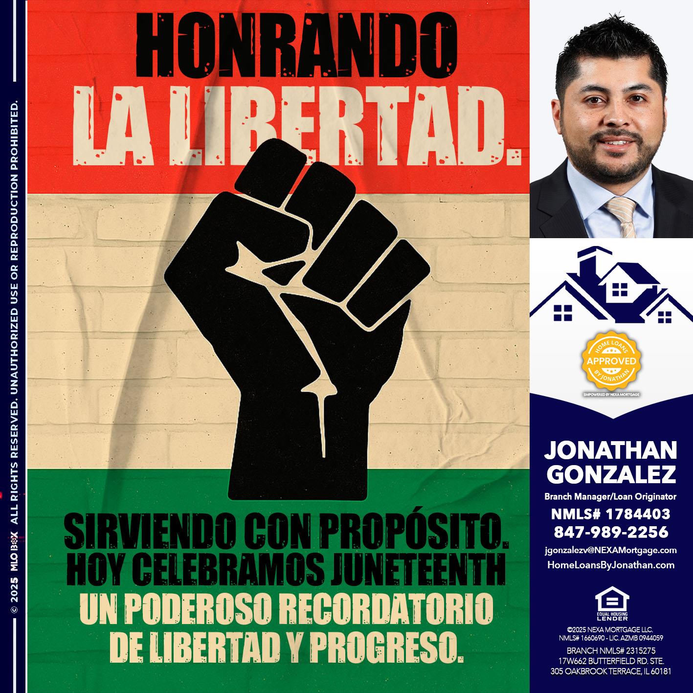 HONRANDO LA LIBERTAD - Jonathan Gonzalez -Branch Manager/Loan Originator