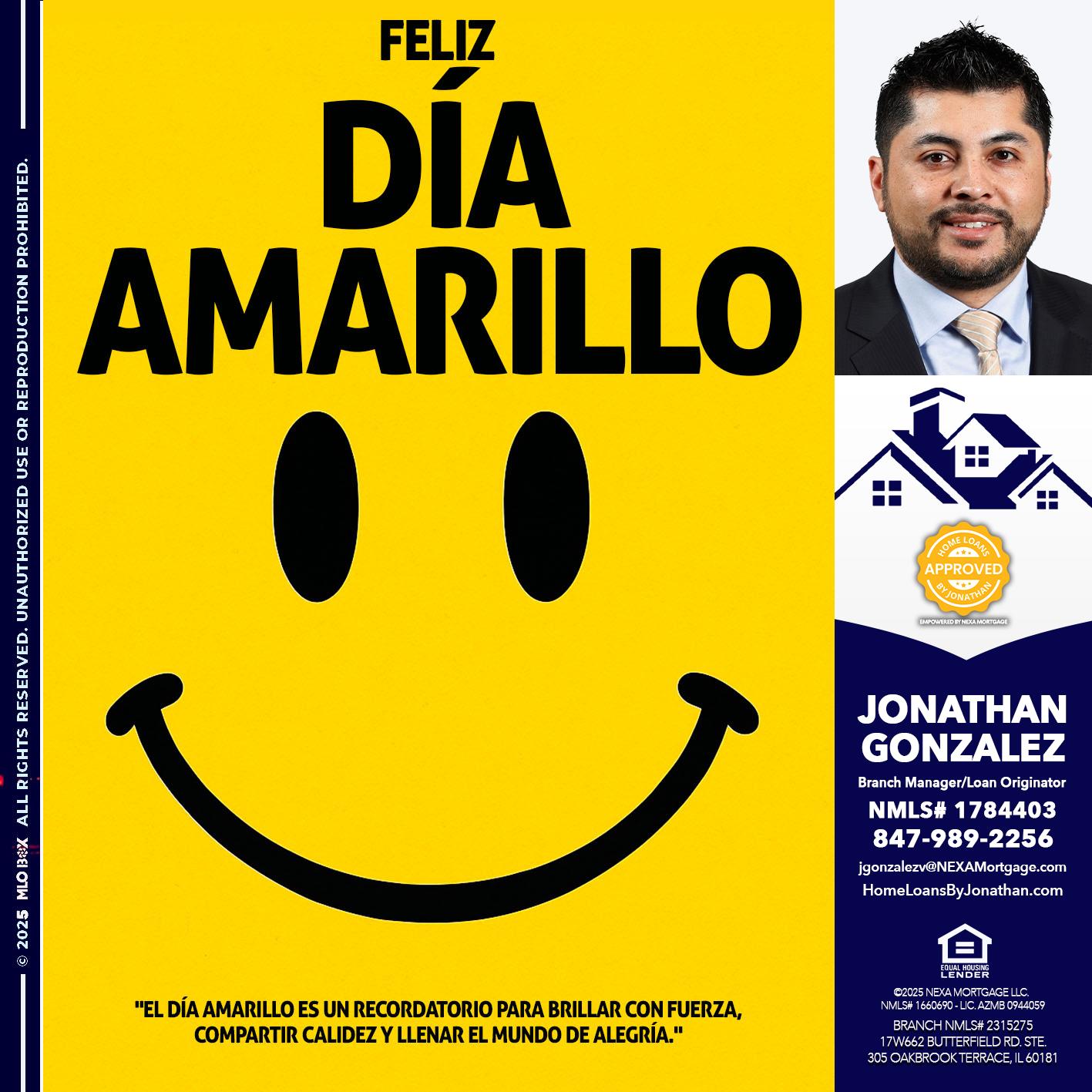FELIZ DIA AMARILLO - Jonathan Gonzalez -Branch Manager/Loan Originator