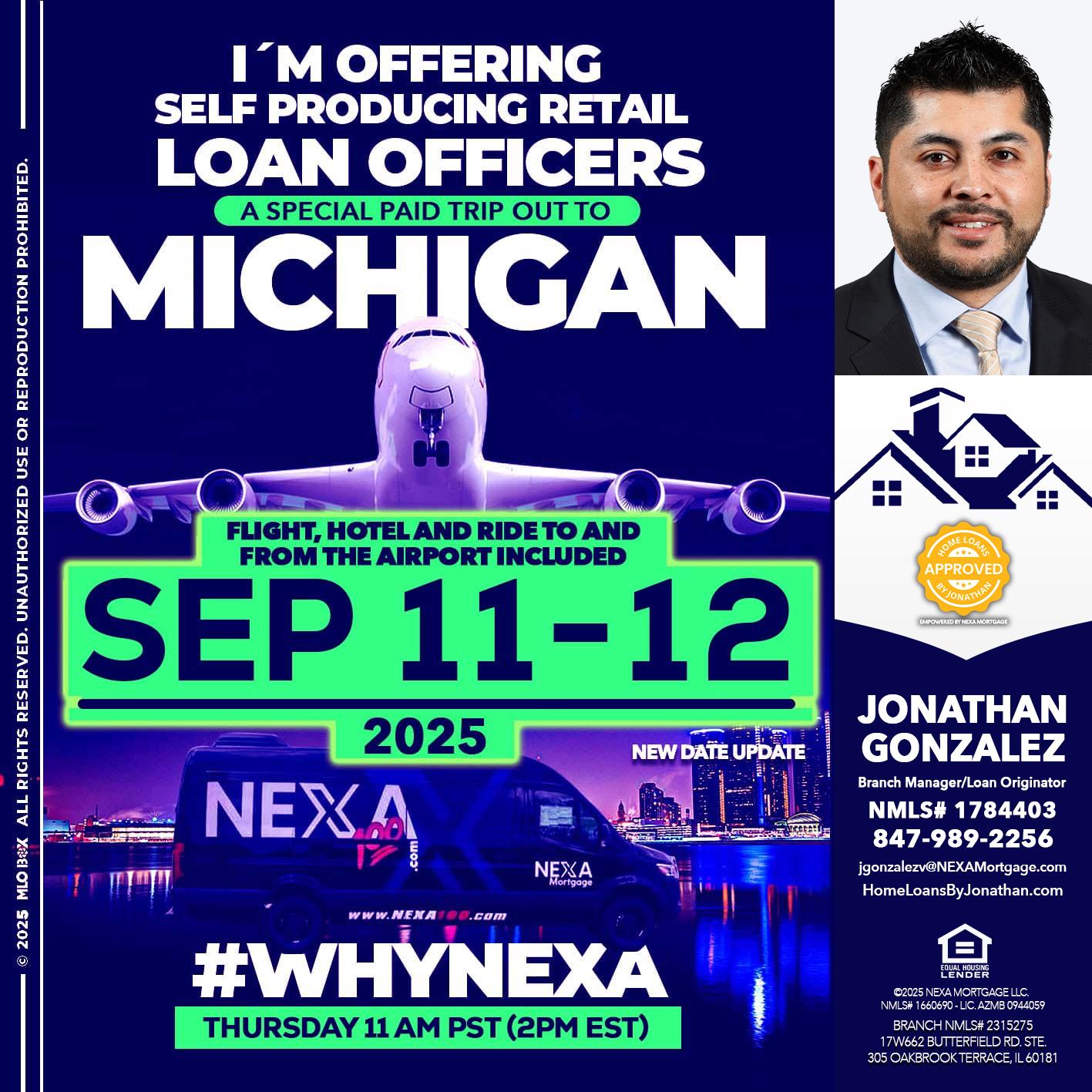 michigan sep 11-12 - Jonathan Gonzalez -Branch Manager/Loan Originator