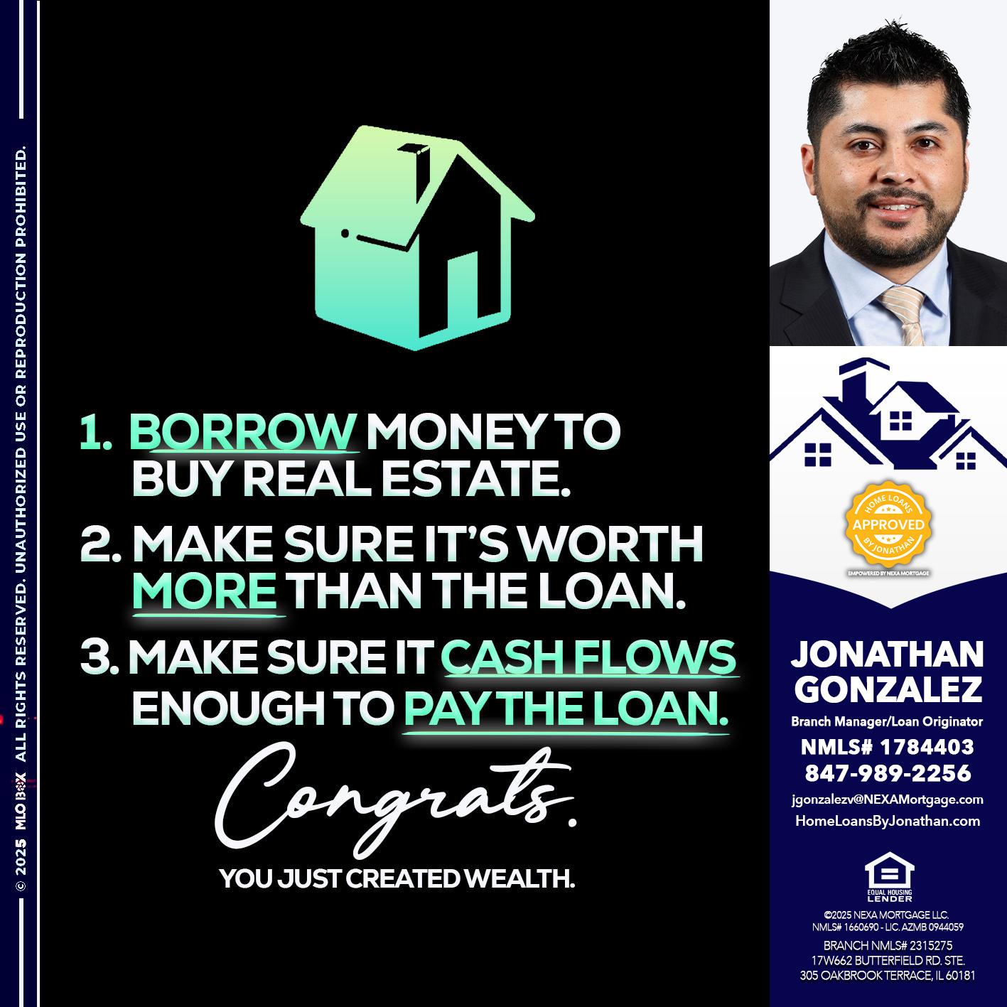 BORROW MONEY - Jonathan Gonzalez -Branch Manager/Loan Originator