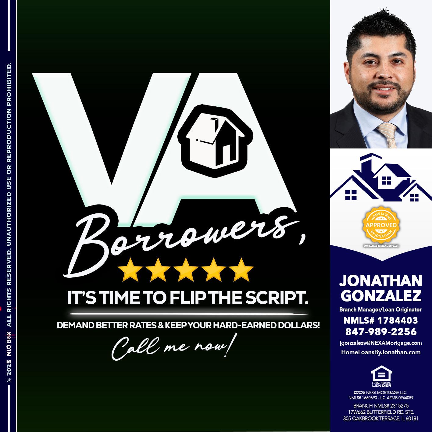 VA BORROWERS - Jonathan Gonzalez -Branch Manager/Loan Originator