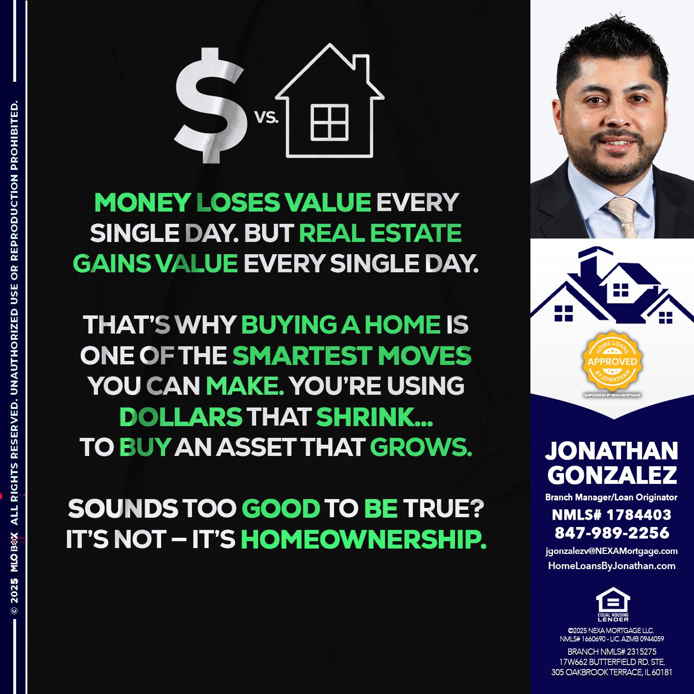 MONEY LOSES VALUE - Jonathan Gonzalez -Branch Manager/Loan Originator