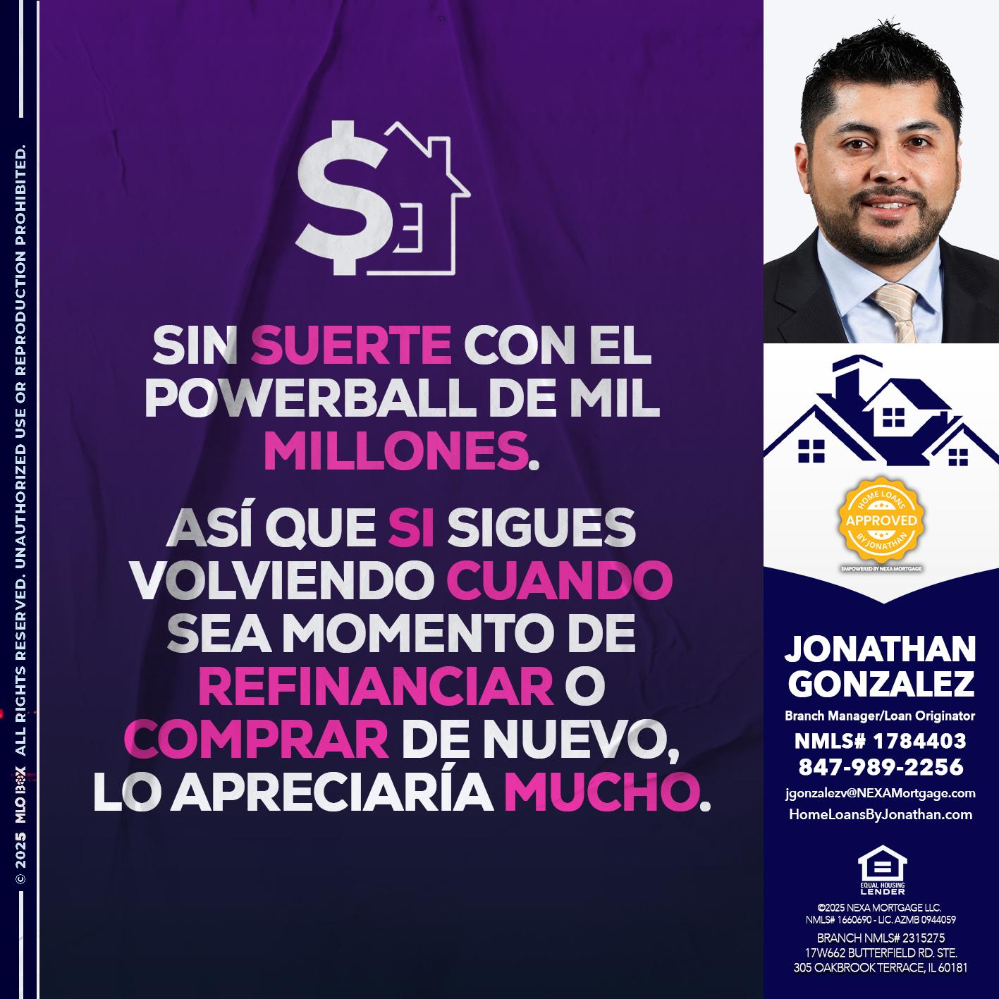 SIN SUERTE - Jonathan Gonzalez -Branch Manager/Loan Originator