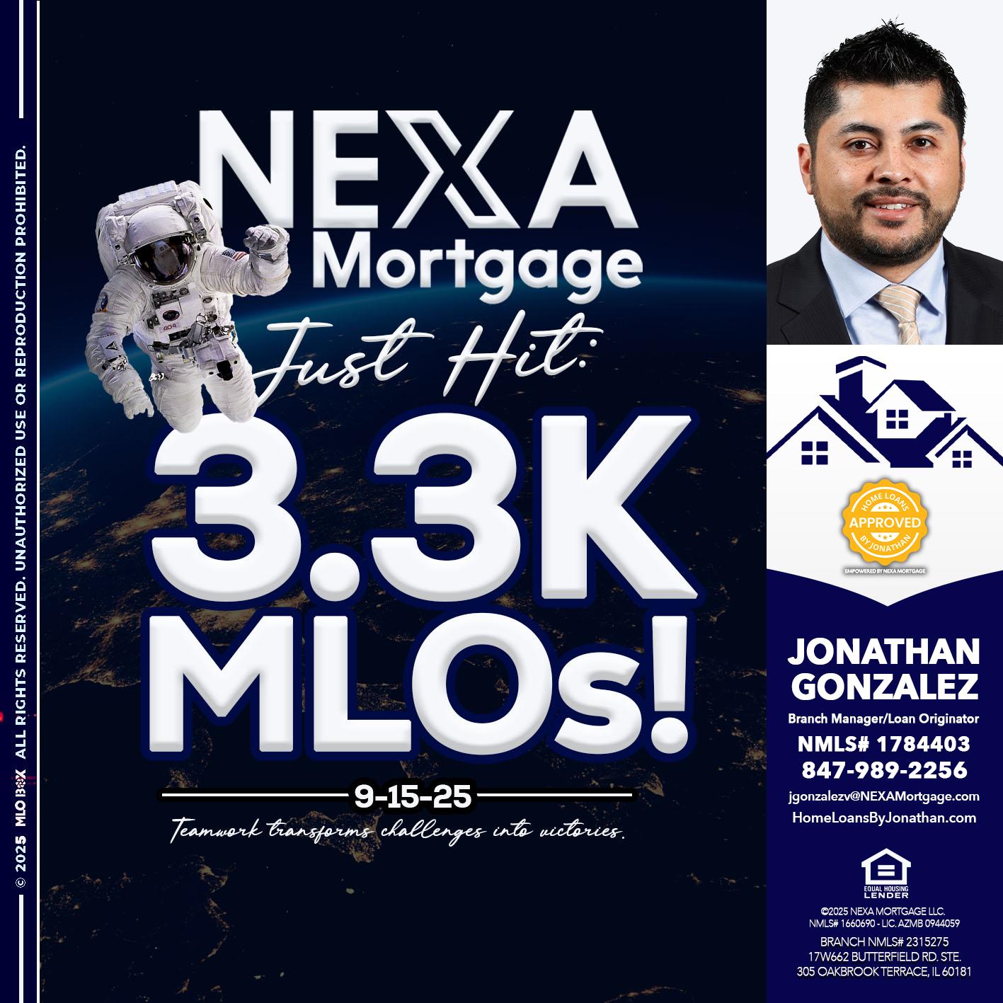 3.3K - Jonathan Gonzalez -Branch Manager/Loan Originator