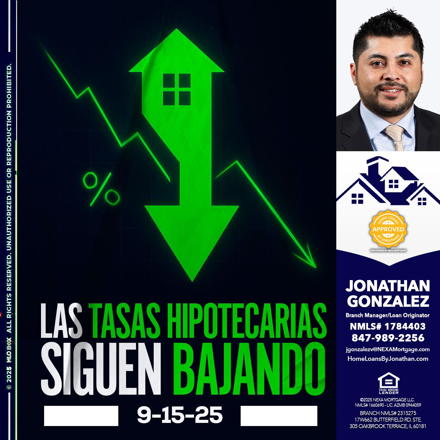 LAS TASAS HIPOTECARIAS - Jonathan Gonzalez -Branch Manager/Loan Originator